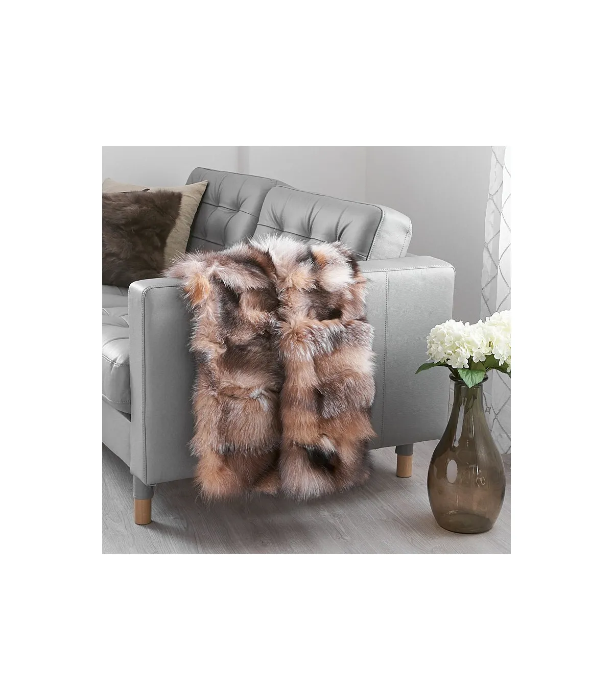 Crystal Fox Fur Blanket for Luxurious Home Decor at FurSource.com