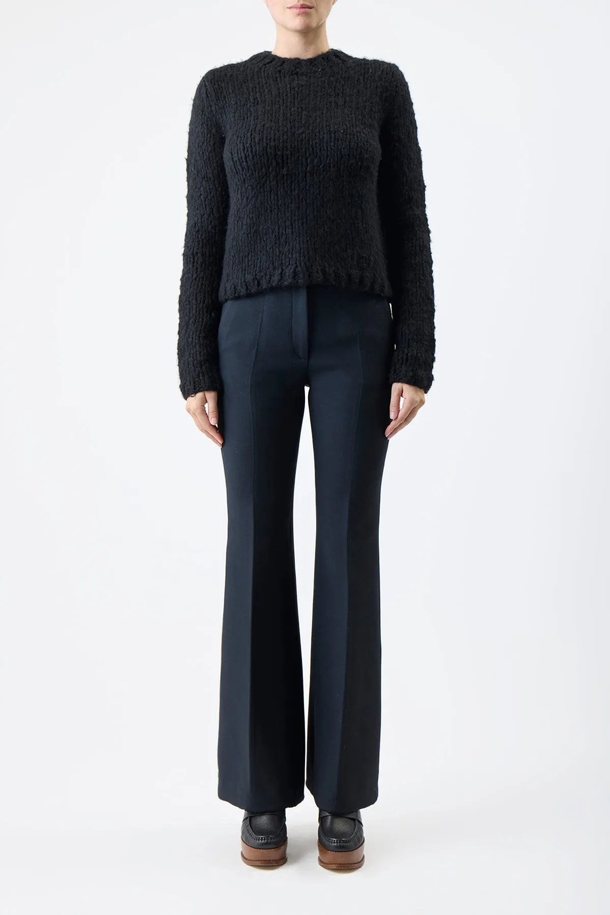 Dalton Knit Sweater in Black Welfat Cashmere