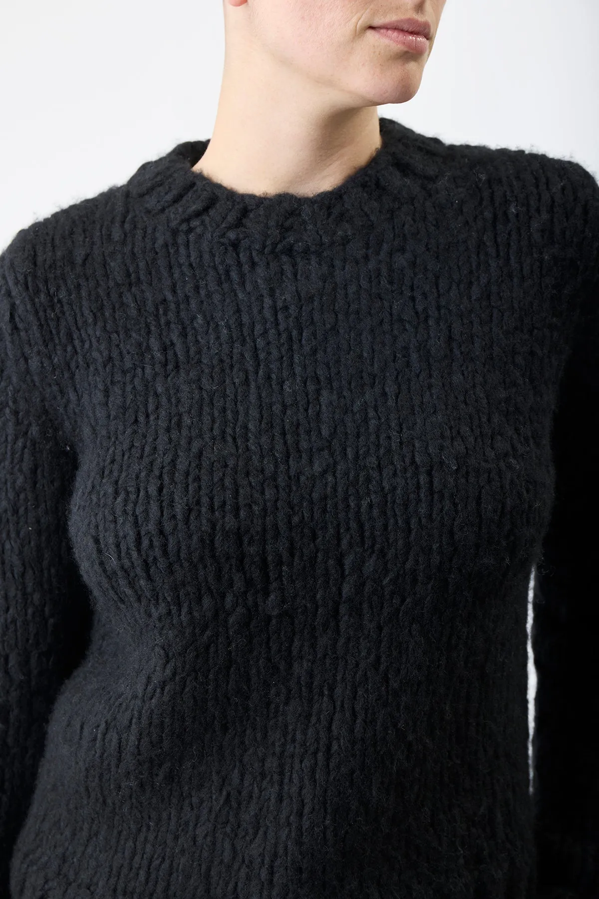 Dalton Knit Sweater in Black Welfat Cashmere