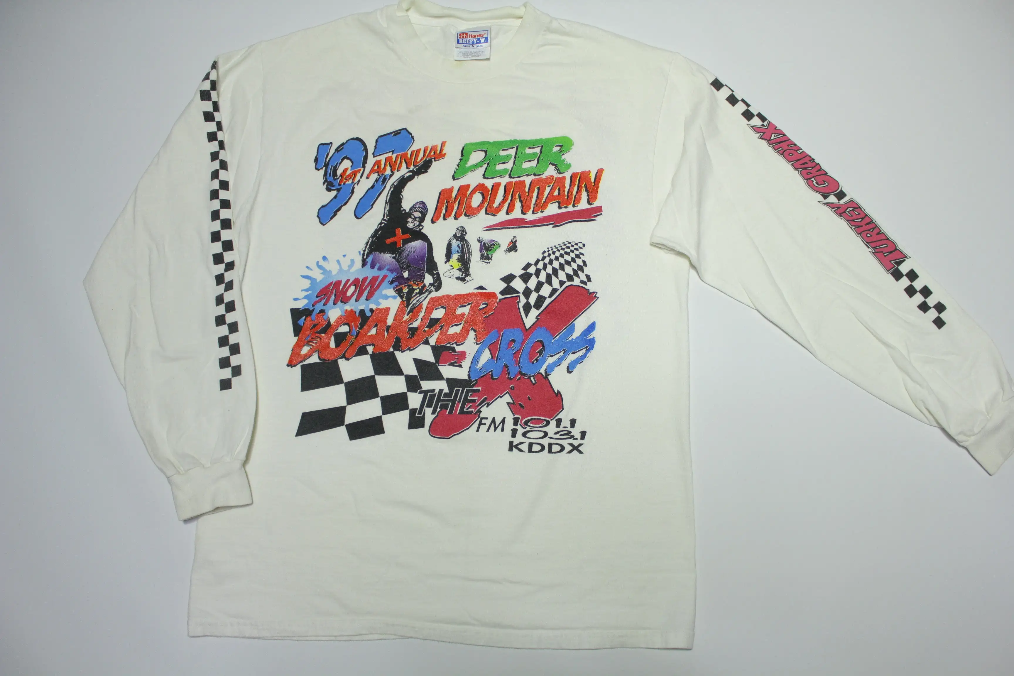 Deer Mountain 1997  Snow Boarder Cross Vintage 90's Long Sleeve T-Shirt