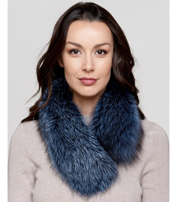 Denim Fox Fur Collar: FurHatWorld.com