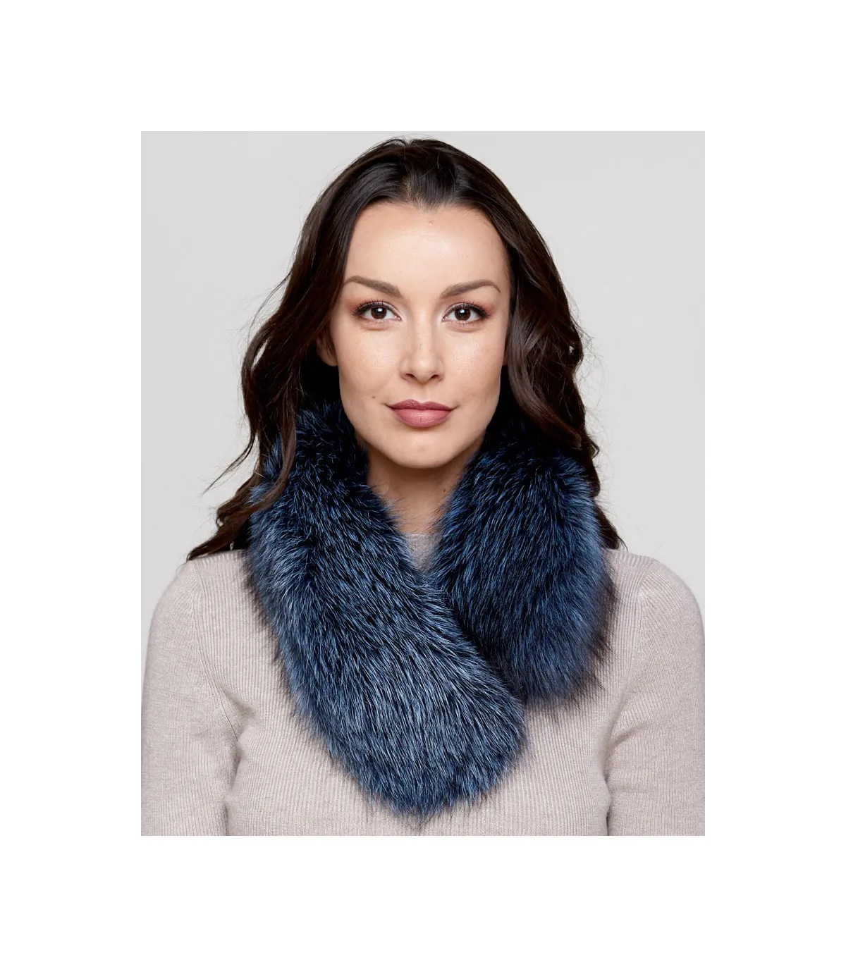 Denim Fox Fur Collar: FurHatWorld.com