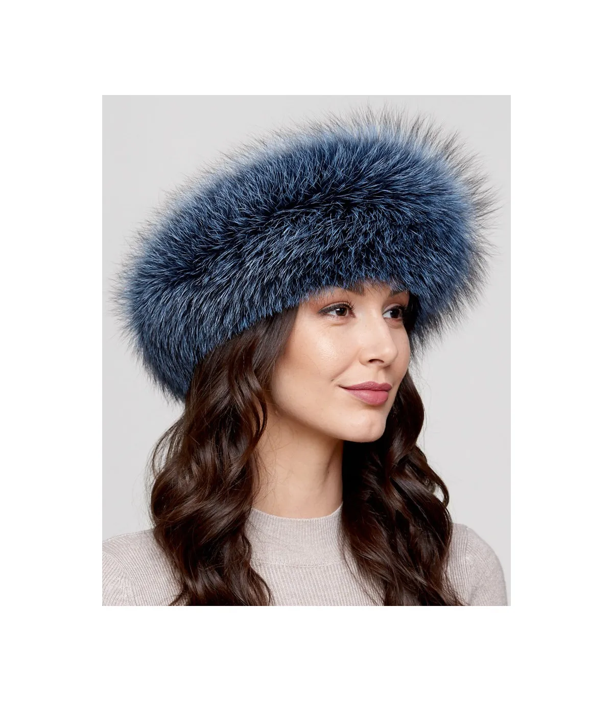 Denim Fox Fur Collar: FurHatWorld.com