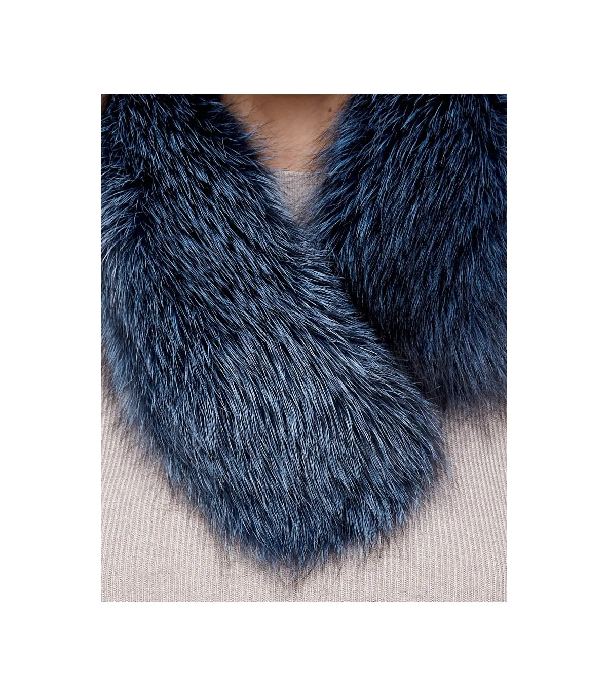 Denim Fox Fur Collar: FurHatWorld.com