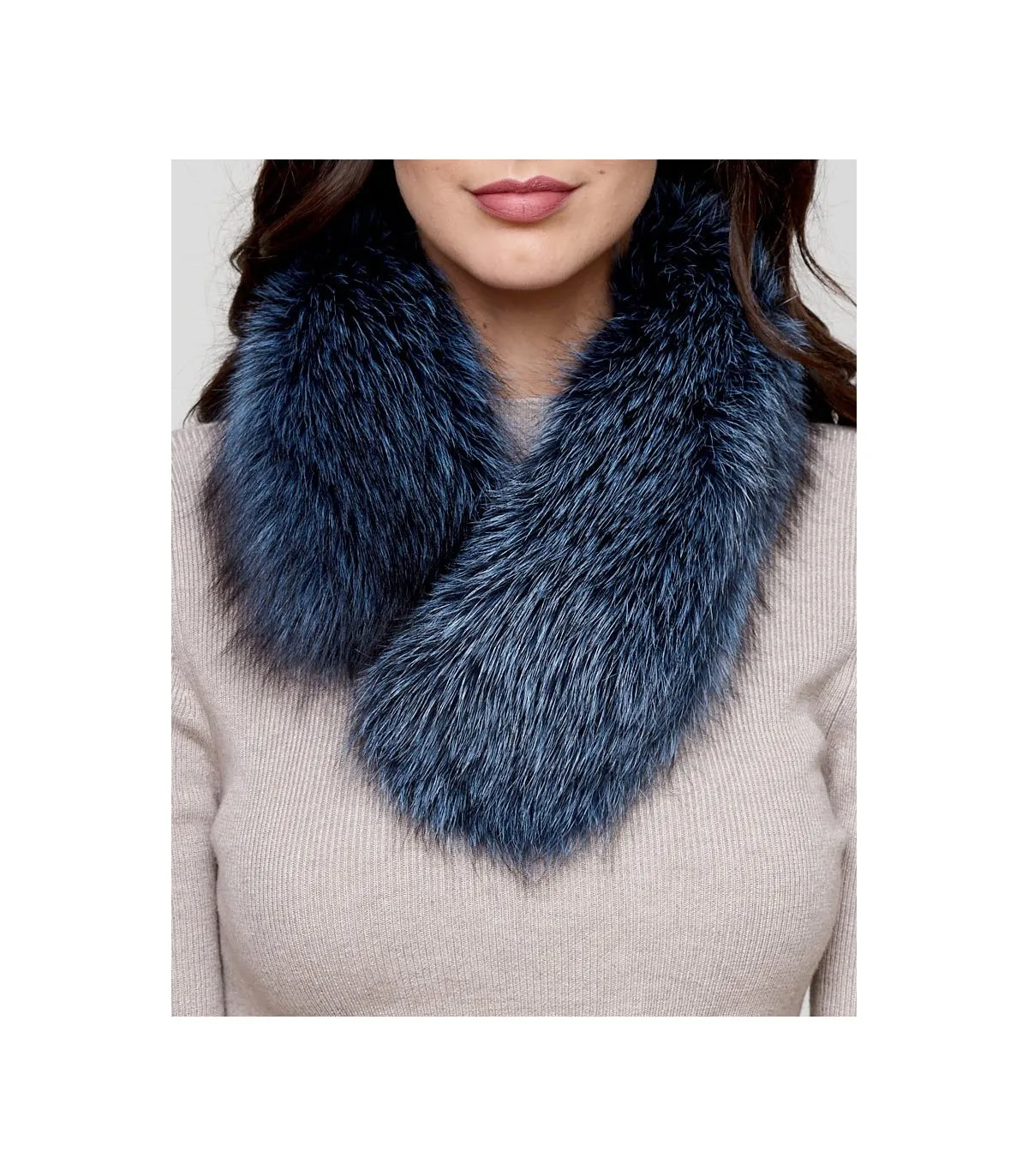 Denim Fox Fur Collar: FurSource.com