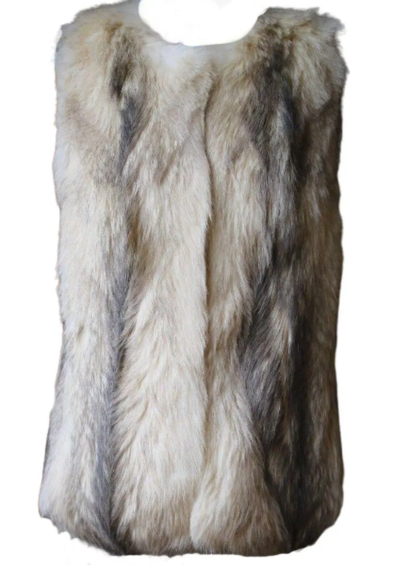 DEREK LAM 10 CROSBY FOX FUR VEST GILET US 4 UK 8