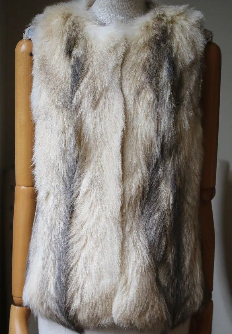 DEREK LAM 10 CROSBY FOX FUR VEST GILET US 4 UK 8