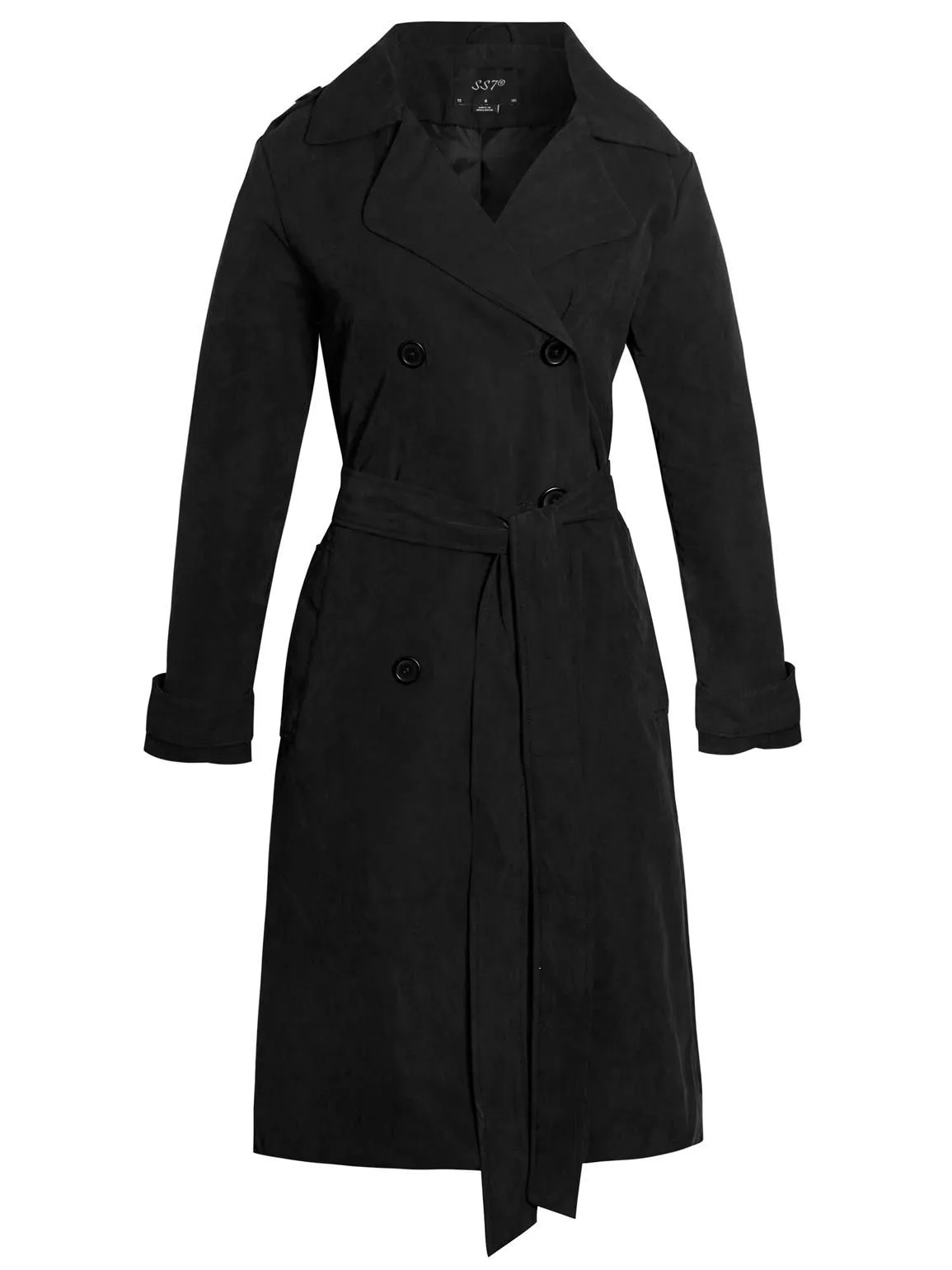 Double Breasted Brushed Twill Trench Coat, Black, Chocolate, UK Sizes 8 to 16