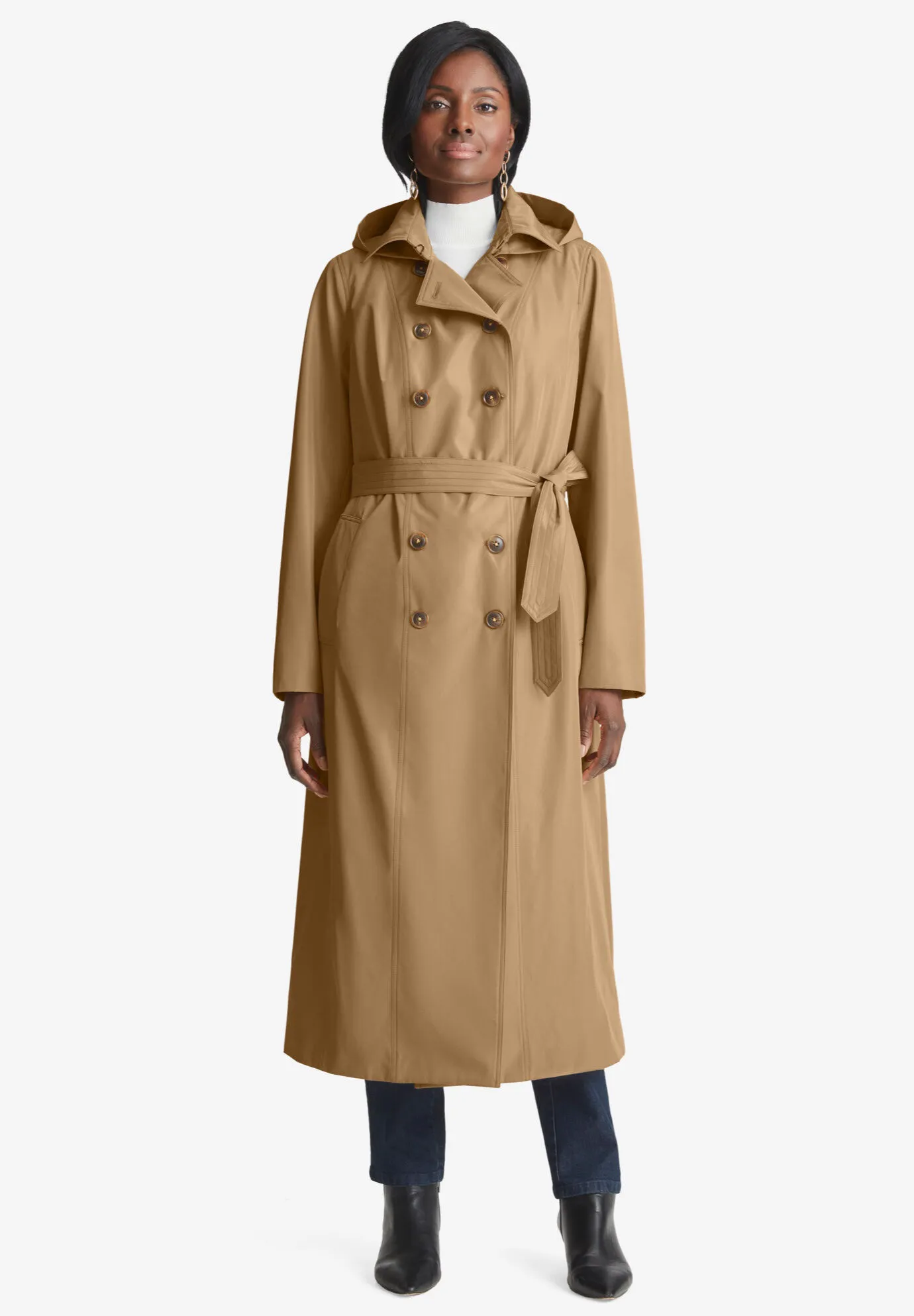 Double Breasted Long Trench Raincoat