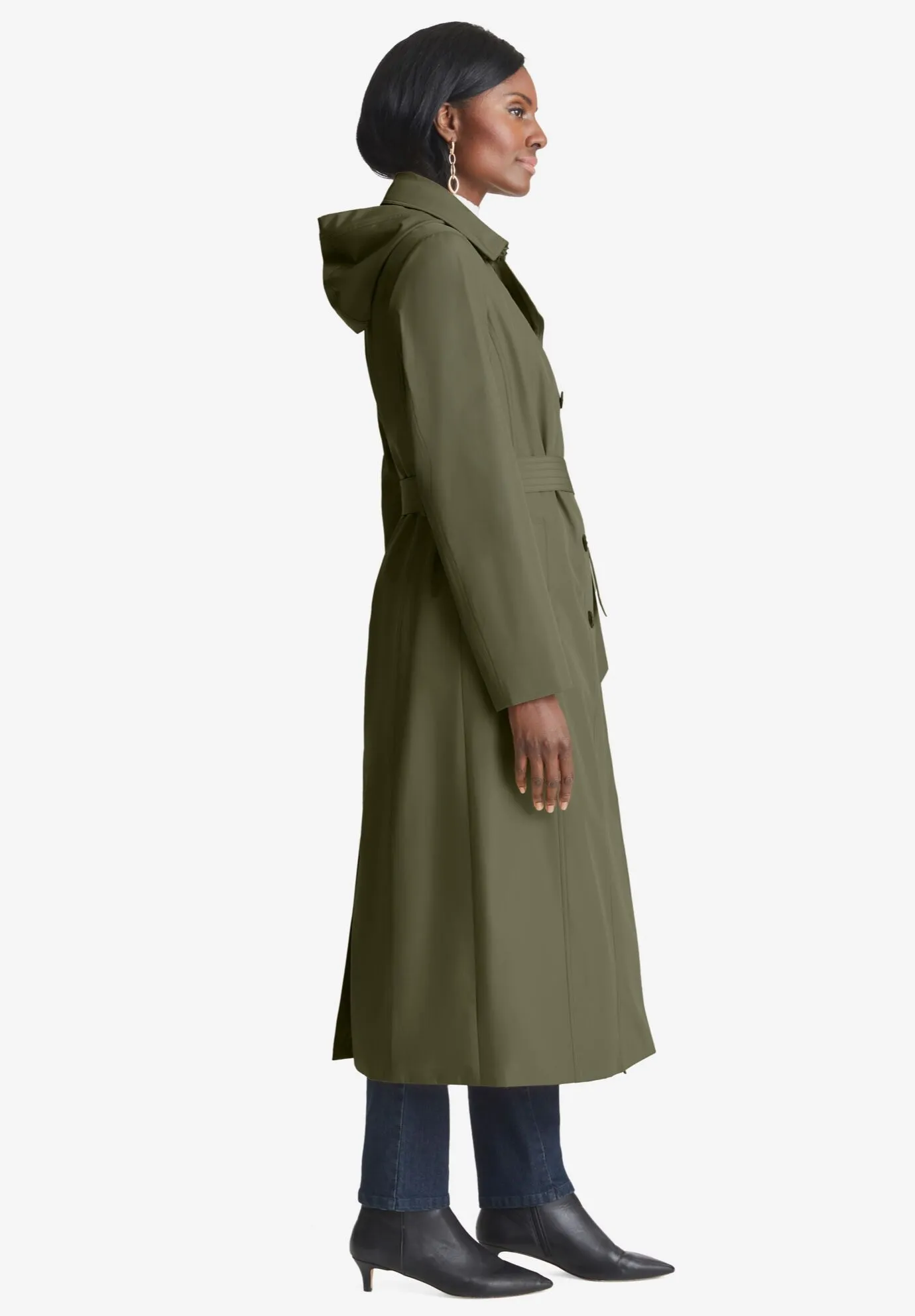 Double Breasted Long Trench Raincoat