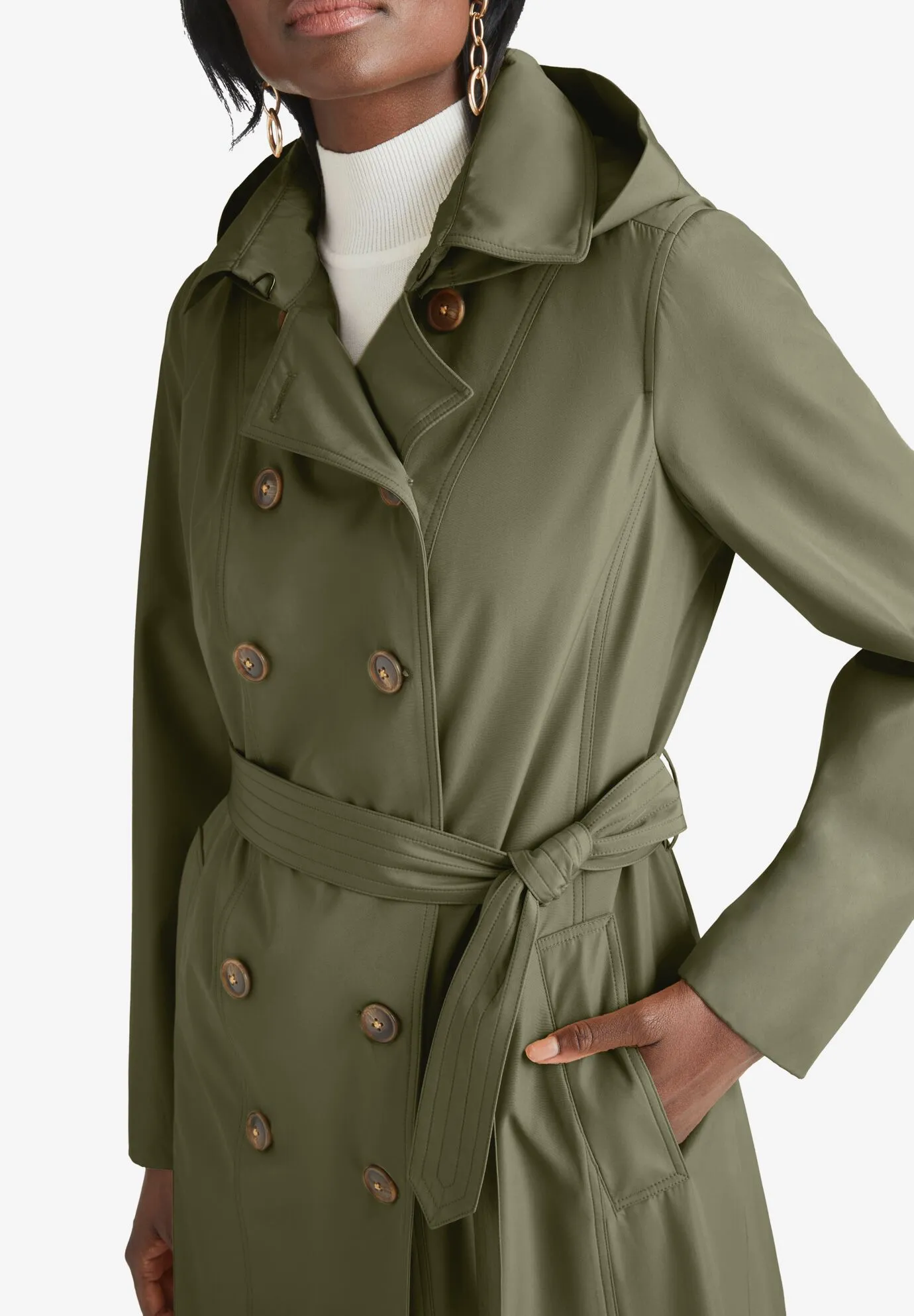 Double Breasted Long Trench Raincoat