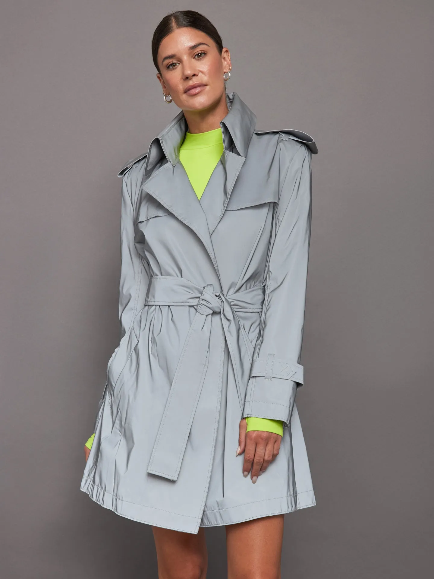 DOUBLE BREASTED TRENCH MINI - GREY