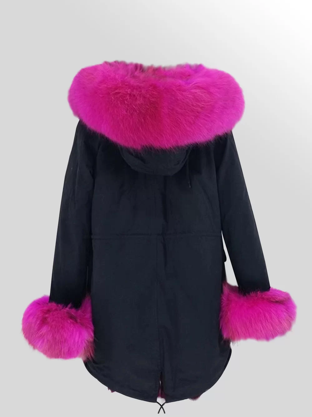 Elegant Fox Fur Parka with Detachable Fox Fur Hood for Women