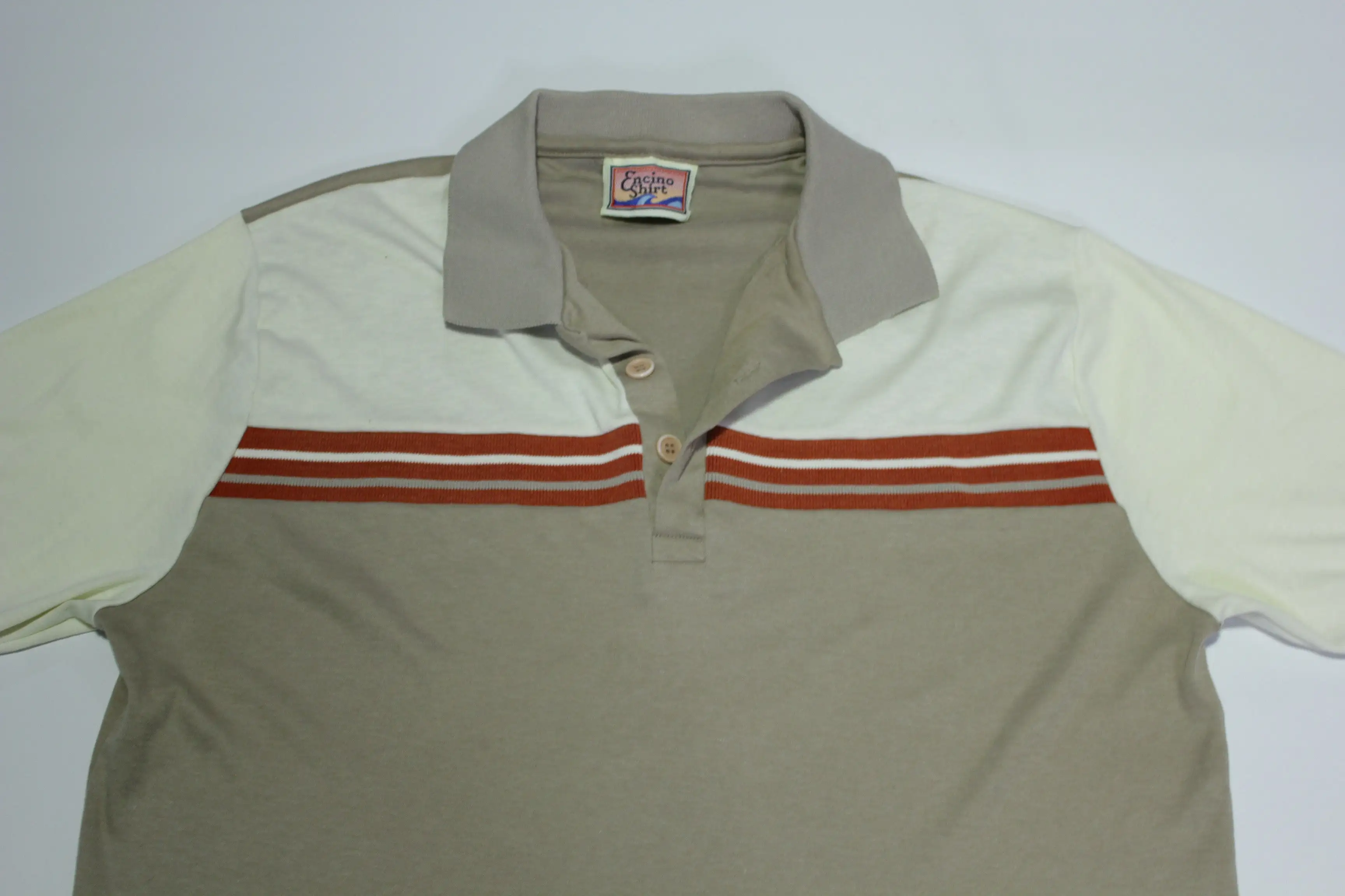 Encino Vintage 80's California Striped Golf Polo Shirt