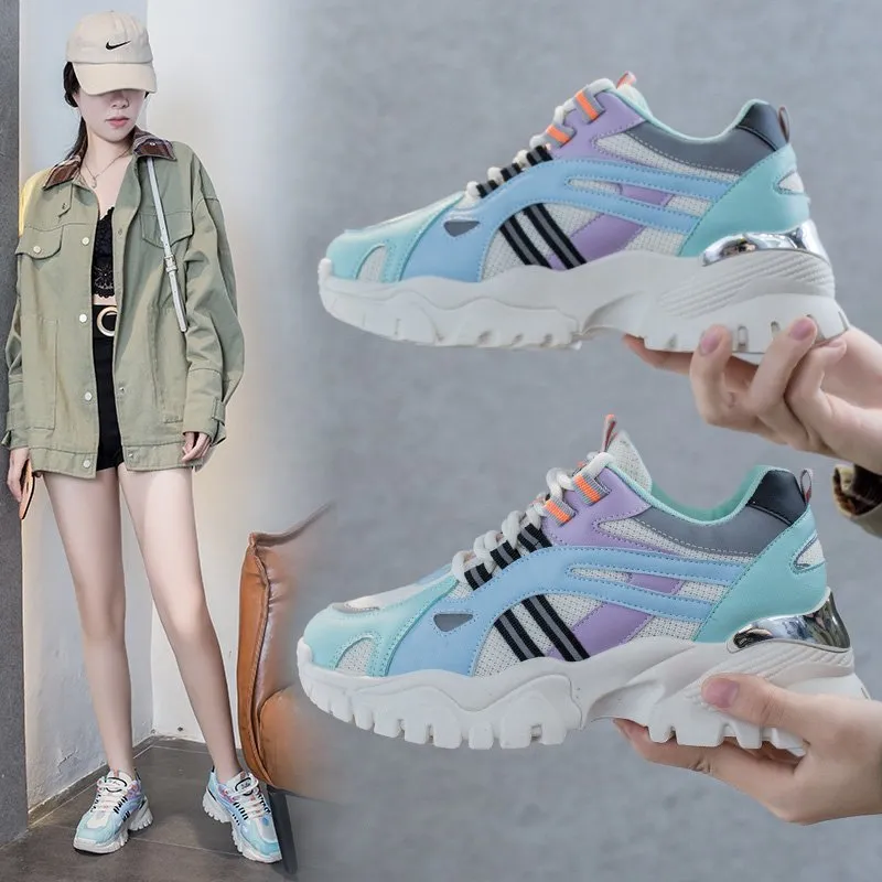 Fashion color block platform sneakers