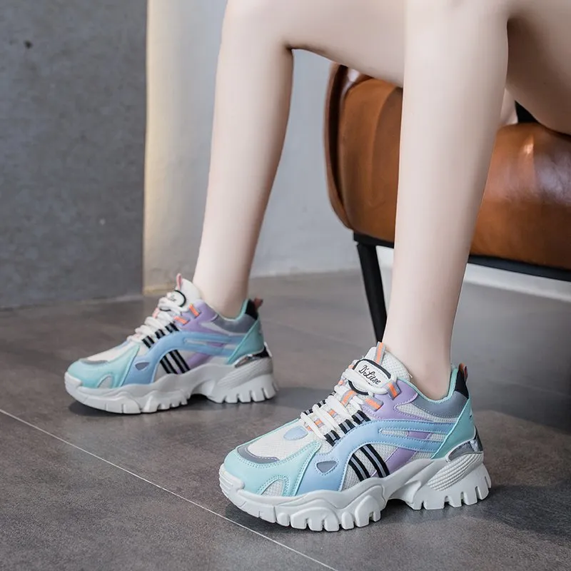 Fashion color block platform sneakers