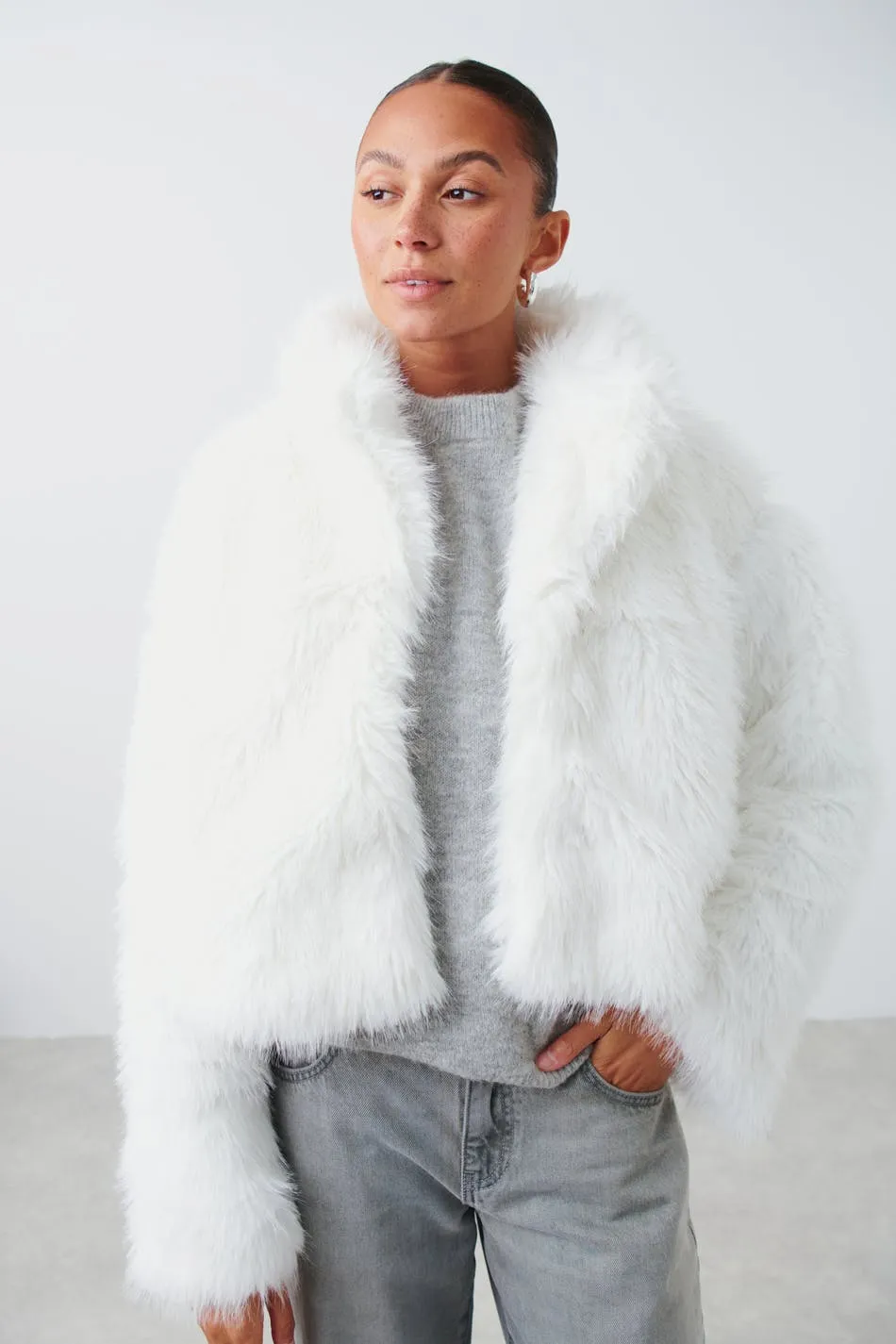 Faux fur collar jacket