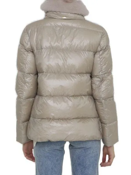 FAUX FUR COLLAR QUILTED JACKET