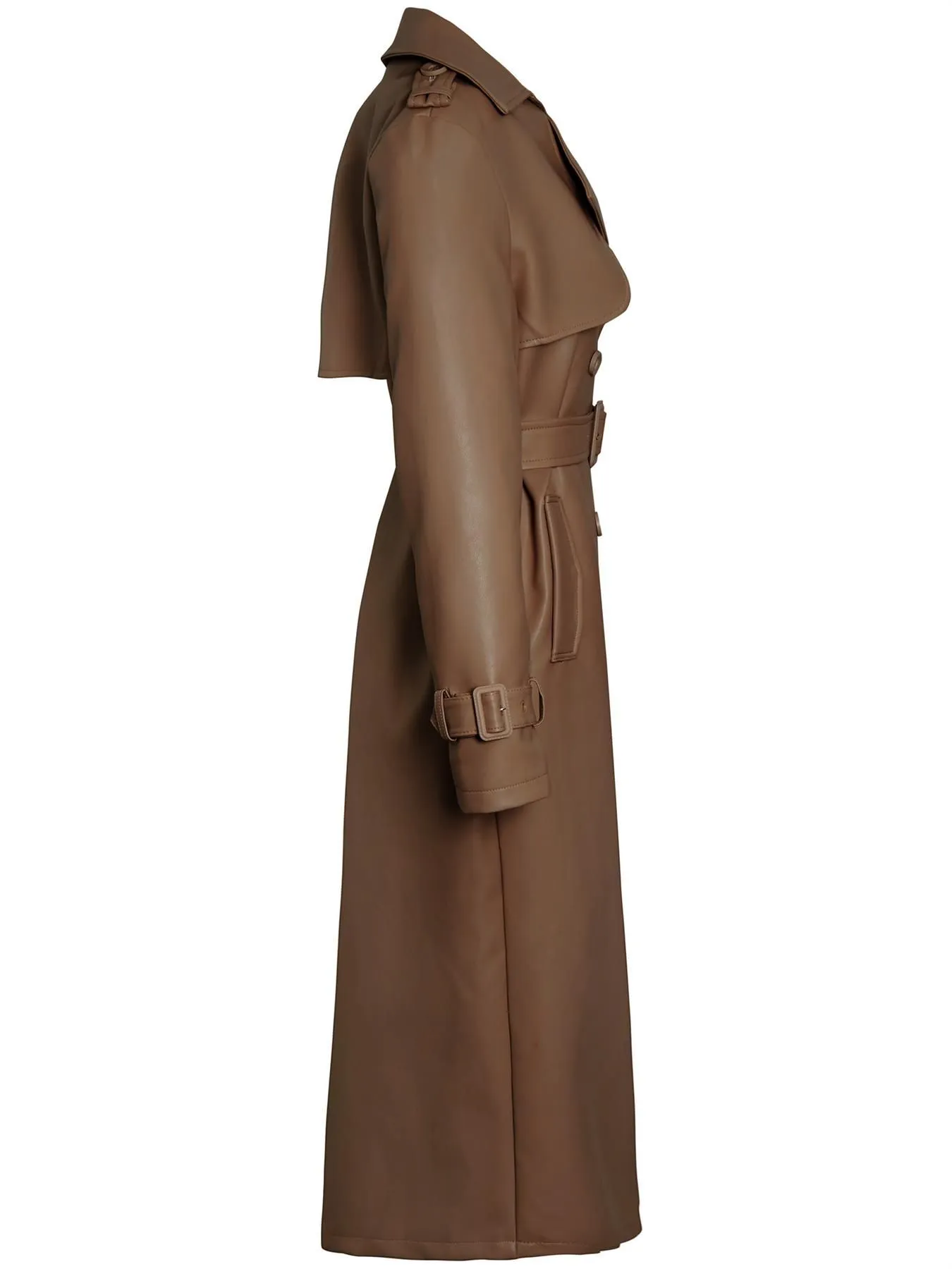 Faux Leather Maxi Trench Coat, Black, Stone, Brown, UK Sizes 8 to 16