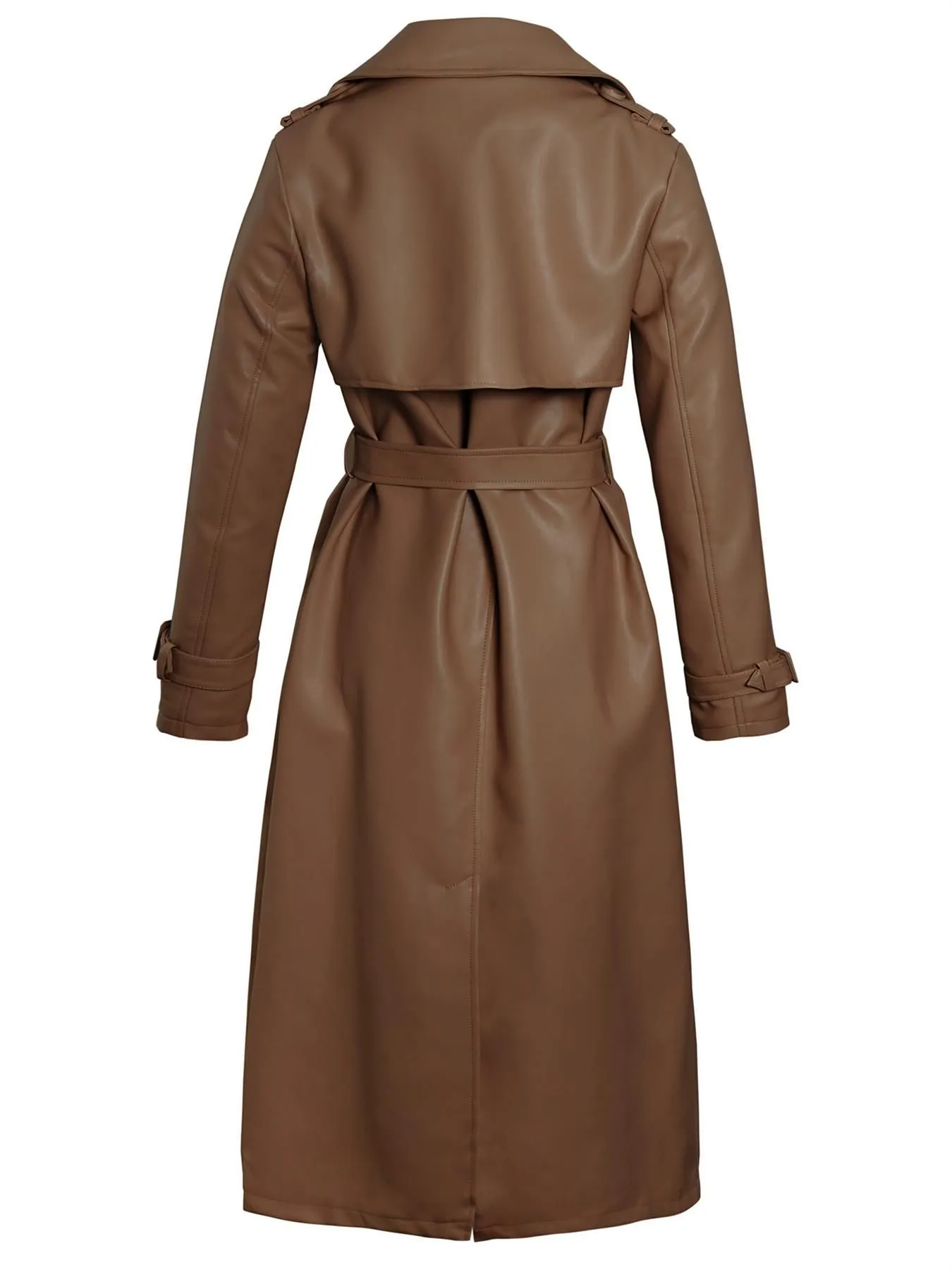 Faux Leather Maxi Trench Coat, Black, Stone, Brown, UK Sizes 8 to 16