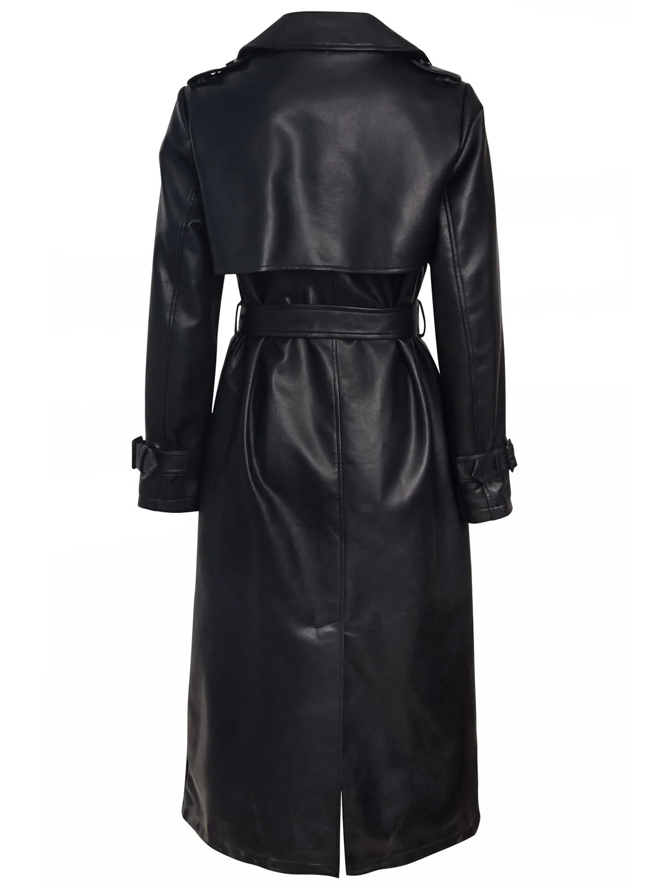 Faux Leather Maxi Trench Coat, Black, Stone, Brown, UK Sizes 8 to 16