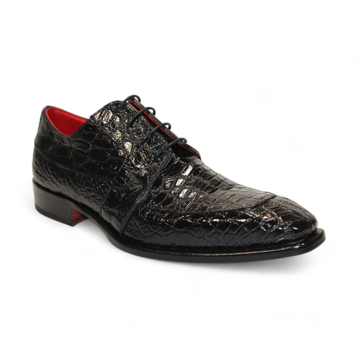 Fennix Charles Men's Shoes Black Alligator Exotic Oxfords (FX1144)