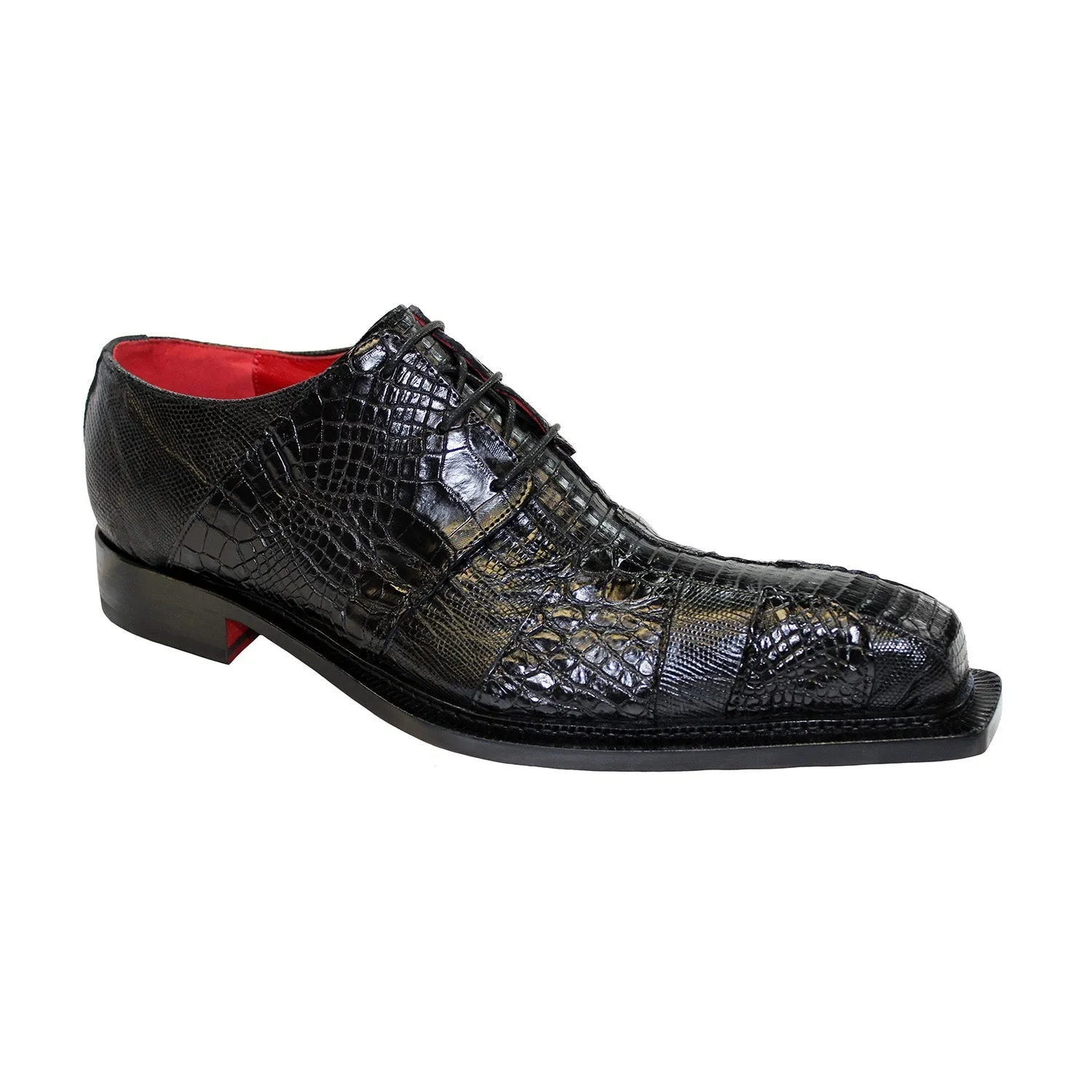 Fennix Kingston Men's Shoes Black Alligator/Lizard Exotic Oxfords (FX1028)