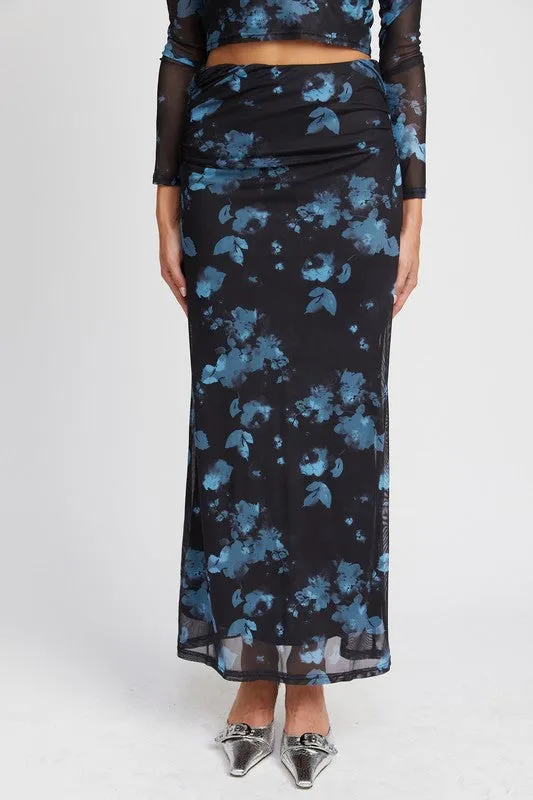 FLORAL SHEER MAXI SKIRT