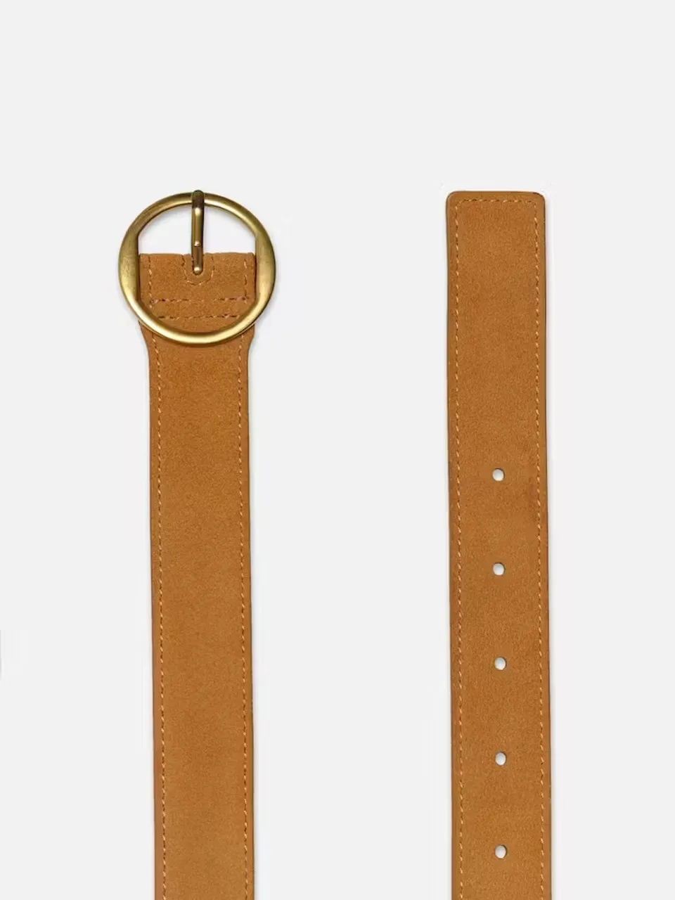 Frame Circle Belt, Tan Suede