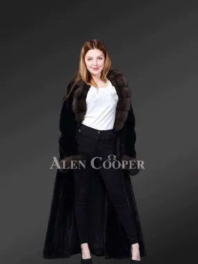 Full Length Mink Fur Coat With Sable Fur Collar