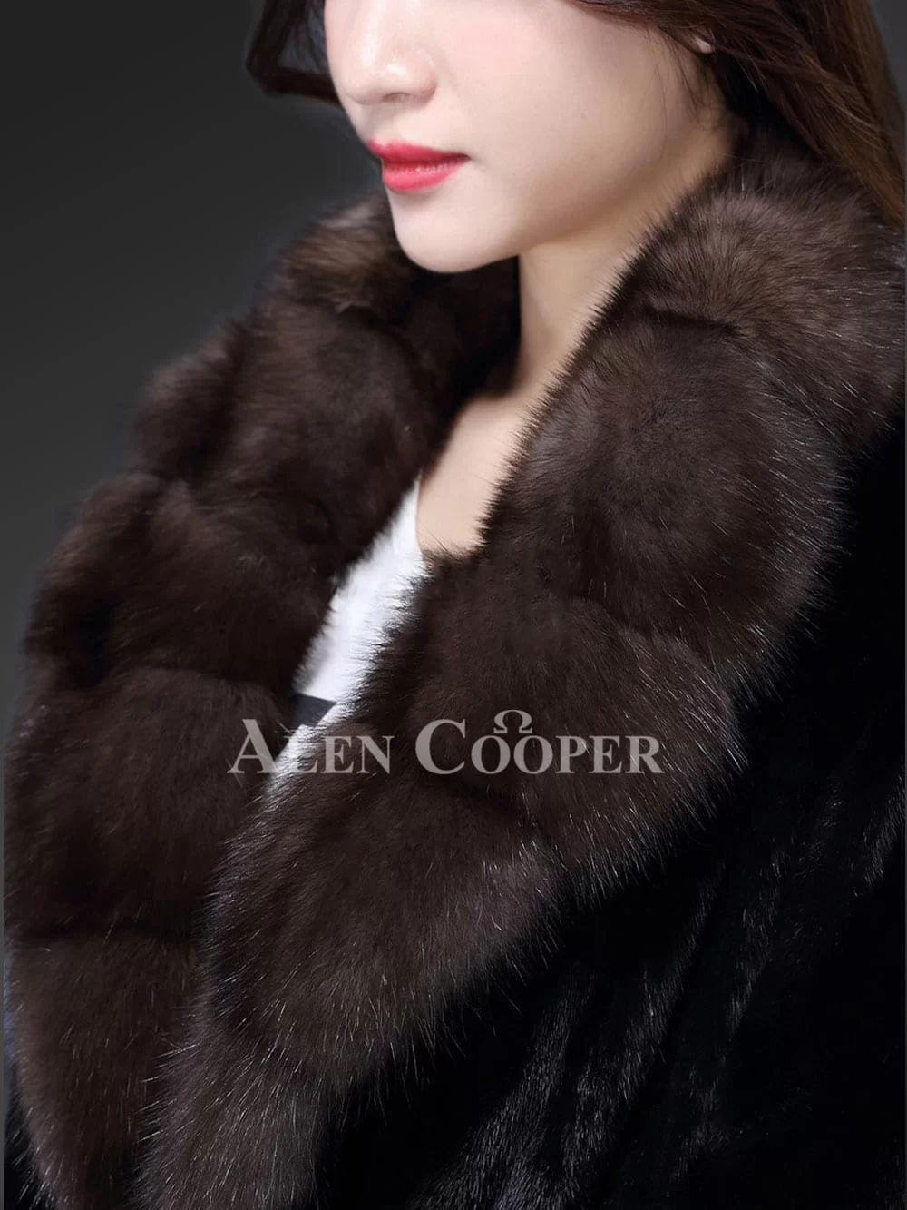 Full Length Mink Fur Coat With Sable Fur Collar