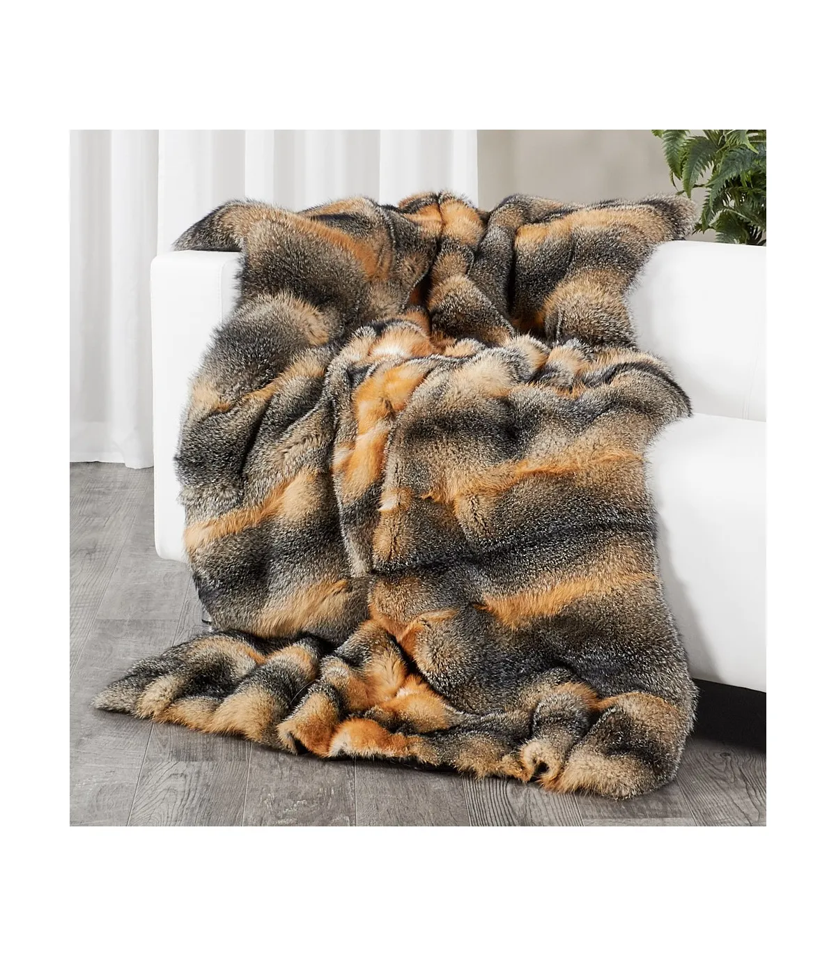 Full Pelt Grey Fox Fur Blanket for Luxurious Home Decor at FurSource.com