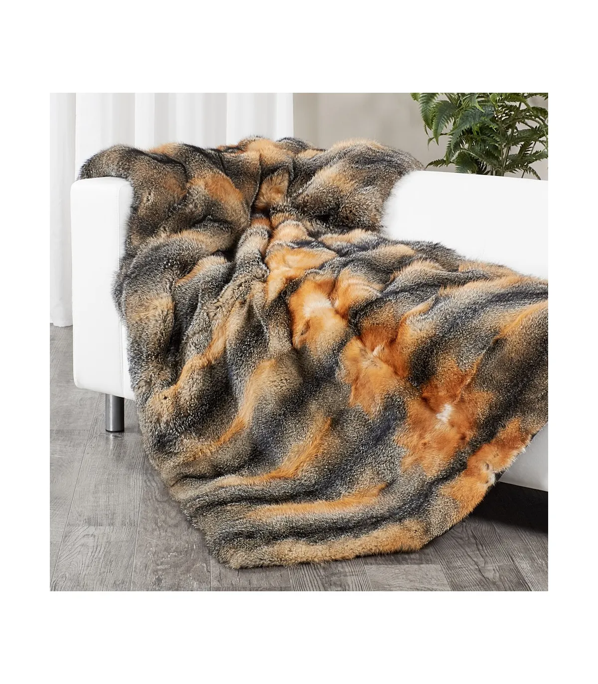 Full Pelt Grey Fox Fur Blanket for Luxurious Home Decor at FurSource.com