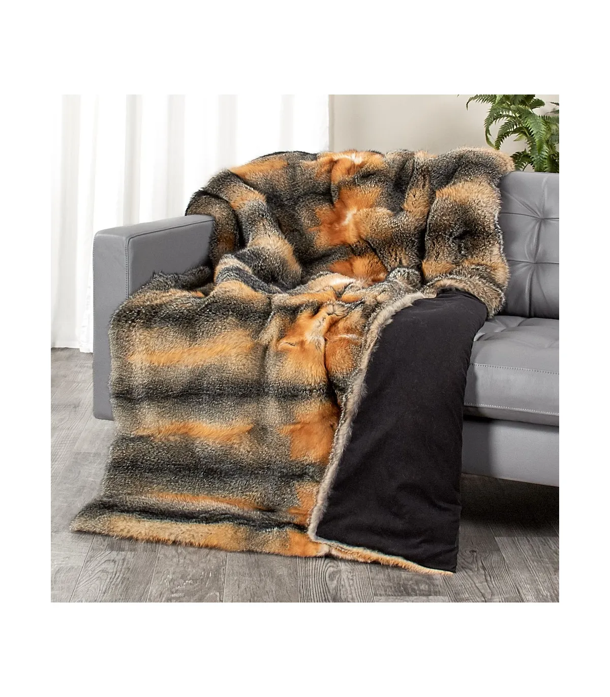 Full Pelt Grey Fox Fur Blanket for Luxurious Home Decor at FurSource.com