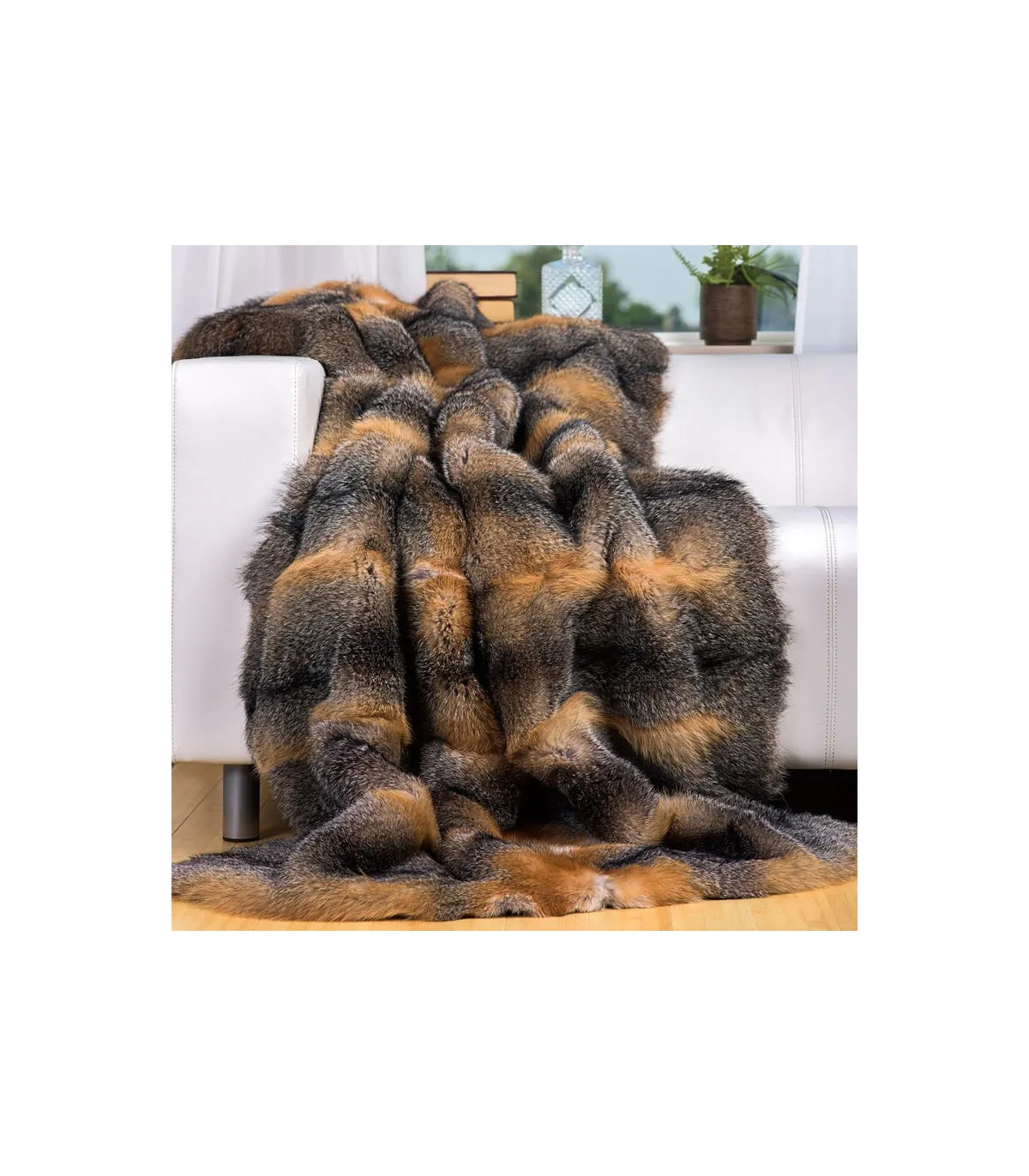 Full Pelt Grey Fox Fur Blanket for Luxurious Home Decor at FurSource.com