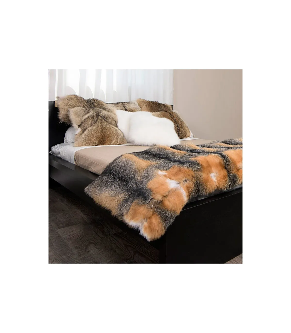 Full Pelt Grey Fox Fur Blanket for Luxurious Home Decor at FurSource.com