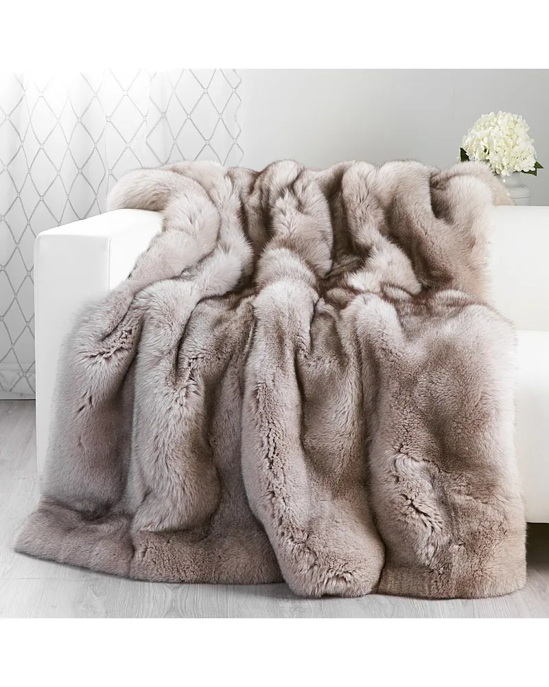 Full Pelt Stone Fox Fur Blanket for Luxurious Home Decor at FurSource.com