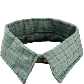 Fur Friend Shirt Collar - Dusty Teal Plaid - Small