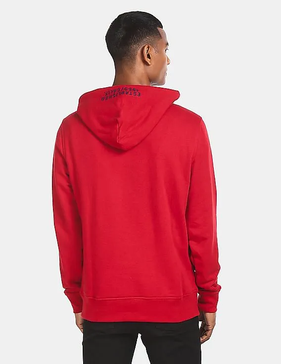 GAP Men Red Long Sleeve Embroidered Logo Hooded Sweatshirt