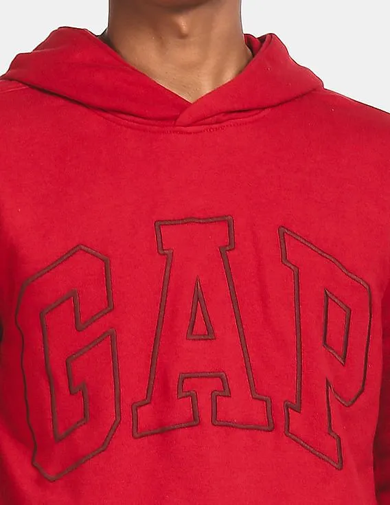 GAP Men Red Long Sleeve Embroidered Logo Hooded Sweatshirt