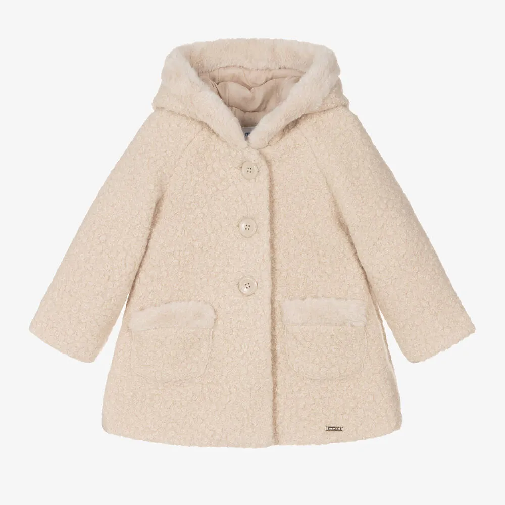 Girls Beige Bouclé Coat