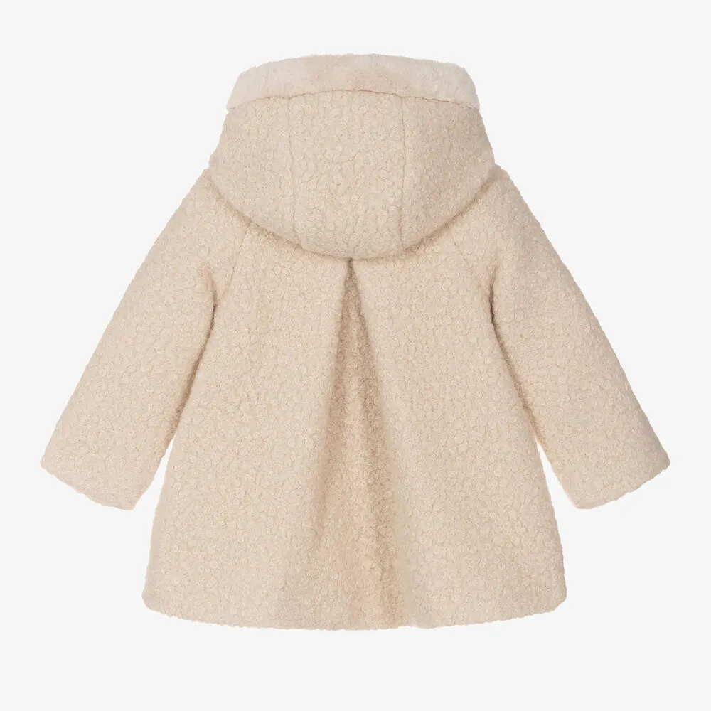 Girls Beige Bouclé Coat