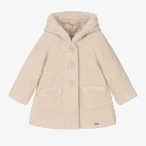 Girls Beige Bouclé Coat