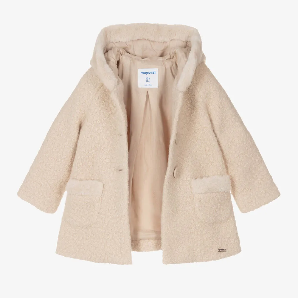 Girls Beige Bouclé Coat