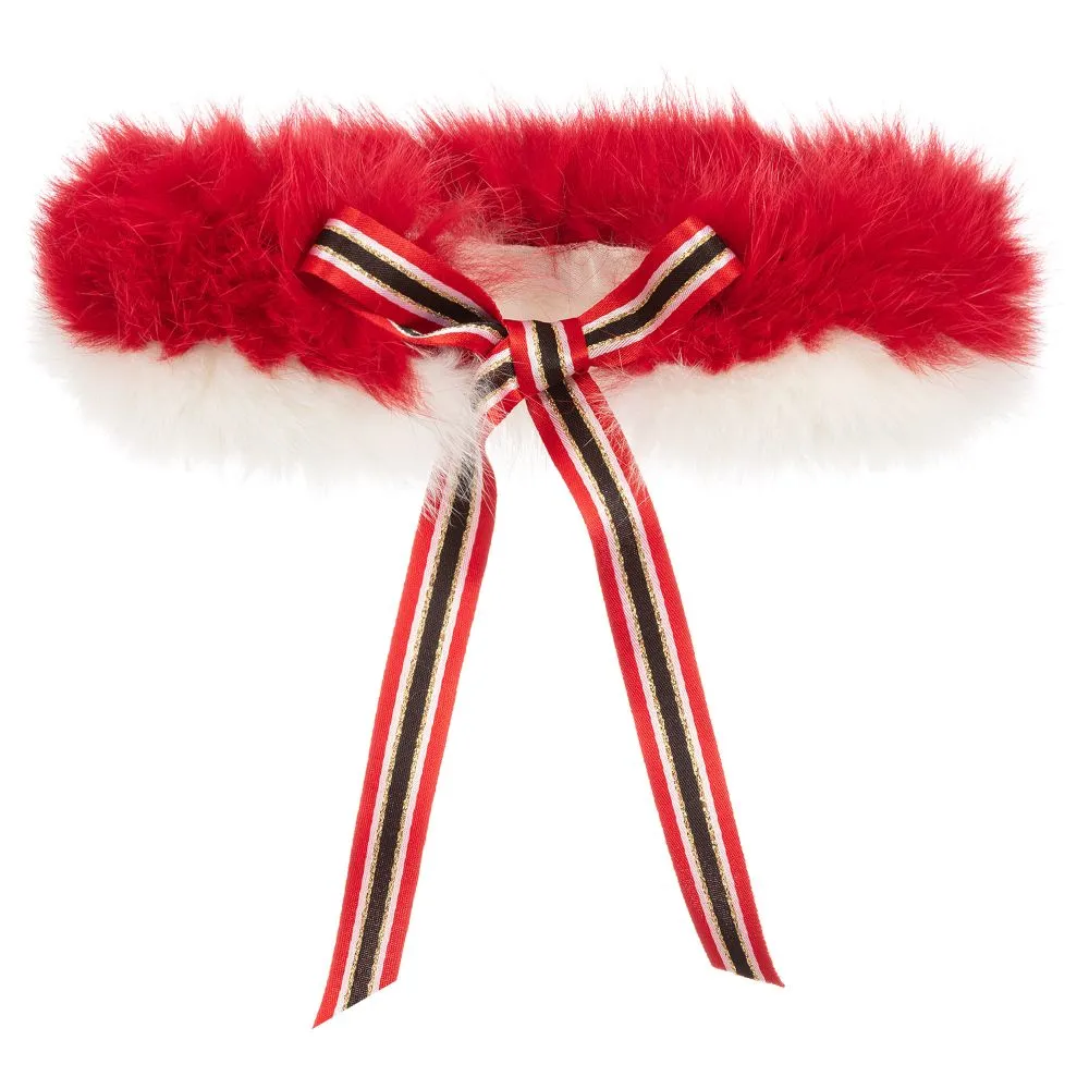 Girls Red Fur Collar