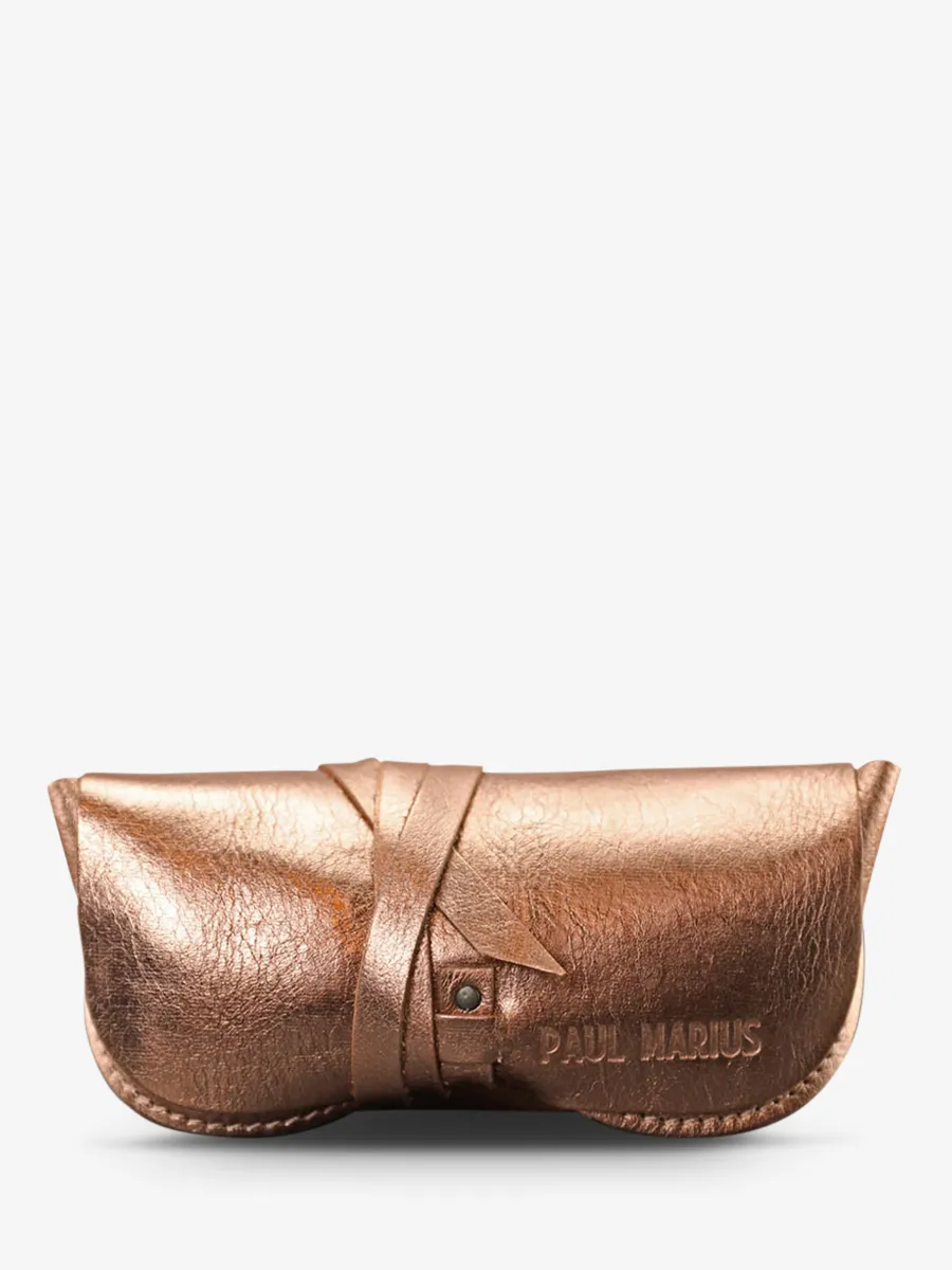 glasses case leather Pink,Gold - L'Étui à Lunettes Rose Gold | PAUL MARIUS