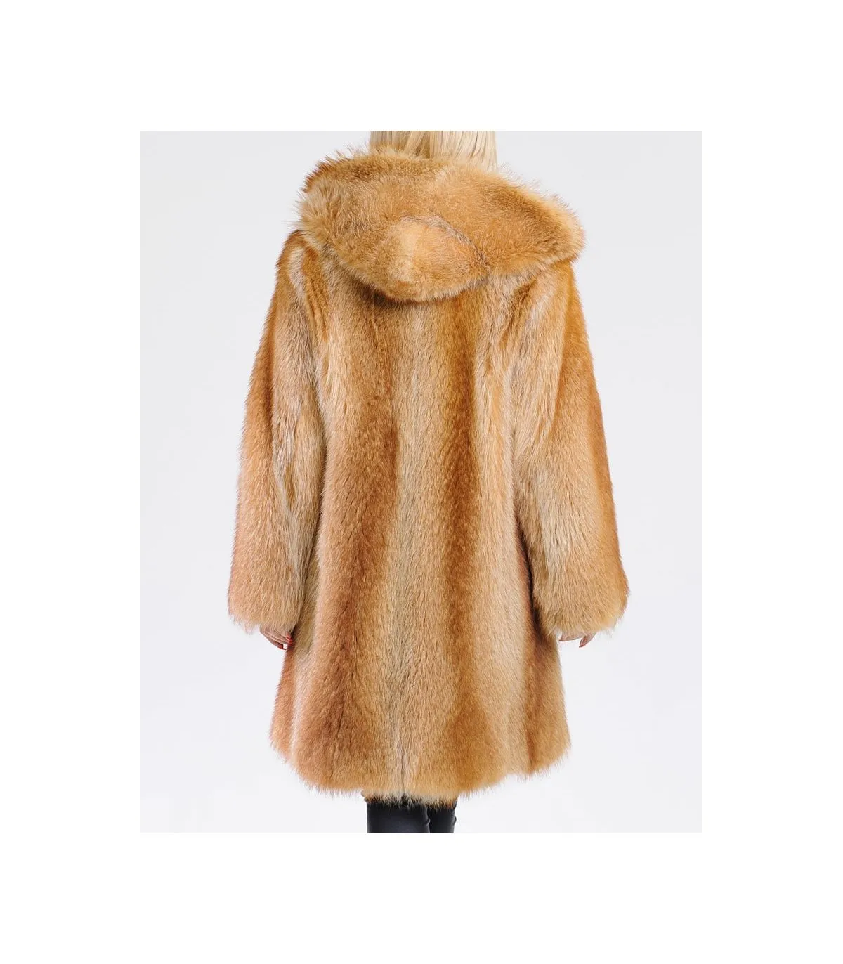 Gold Raccoon Fur Coat with Hood: FurSource.com