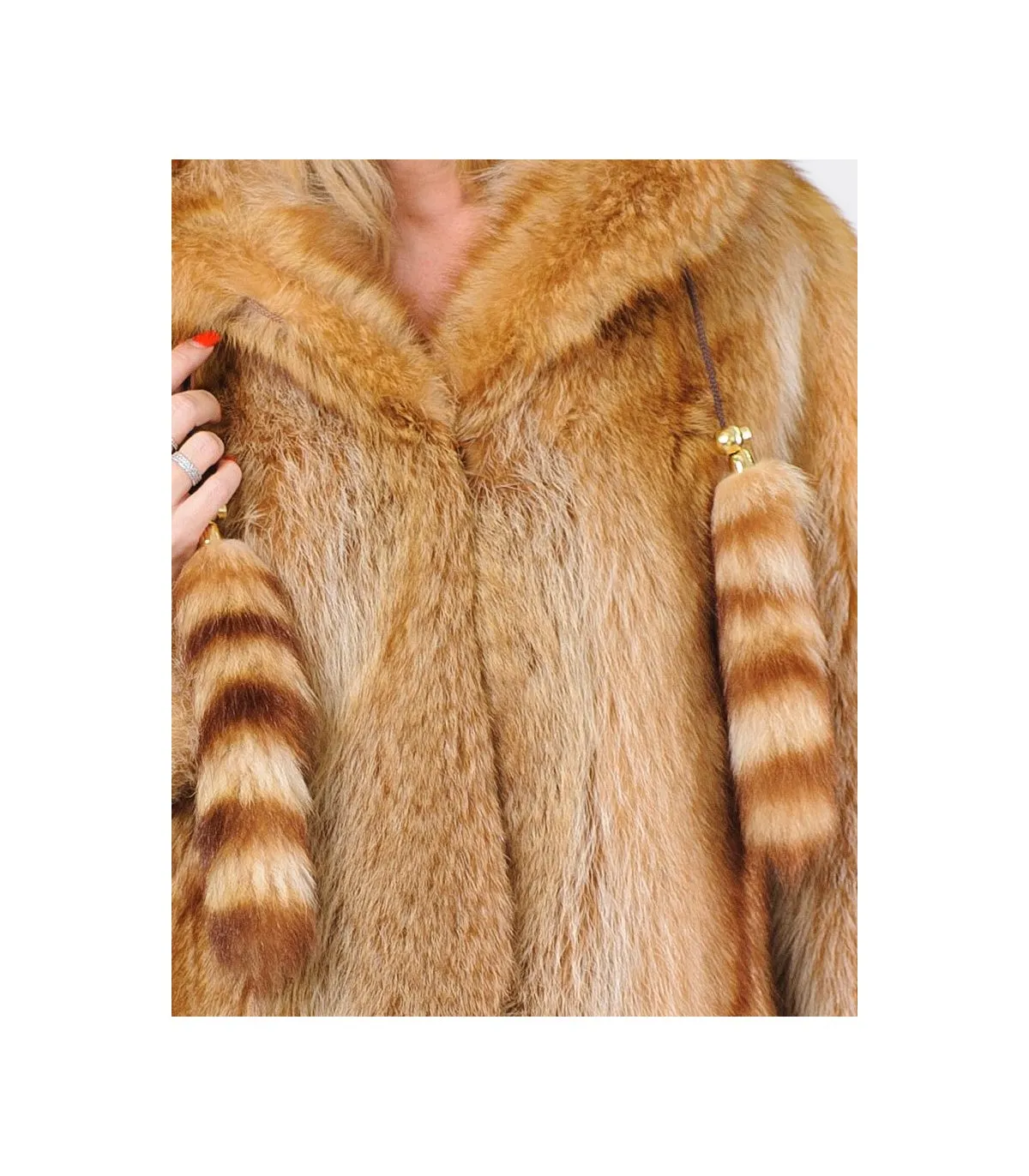 Gold Raccoon Fur Coat with Hood: FurSource.com