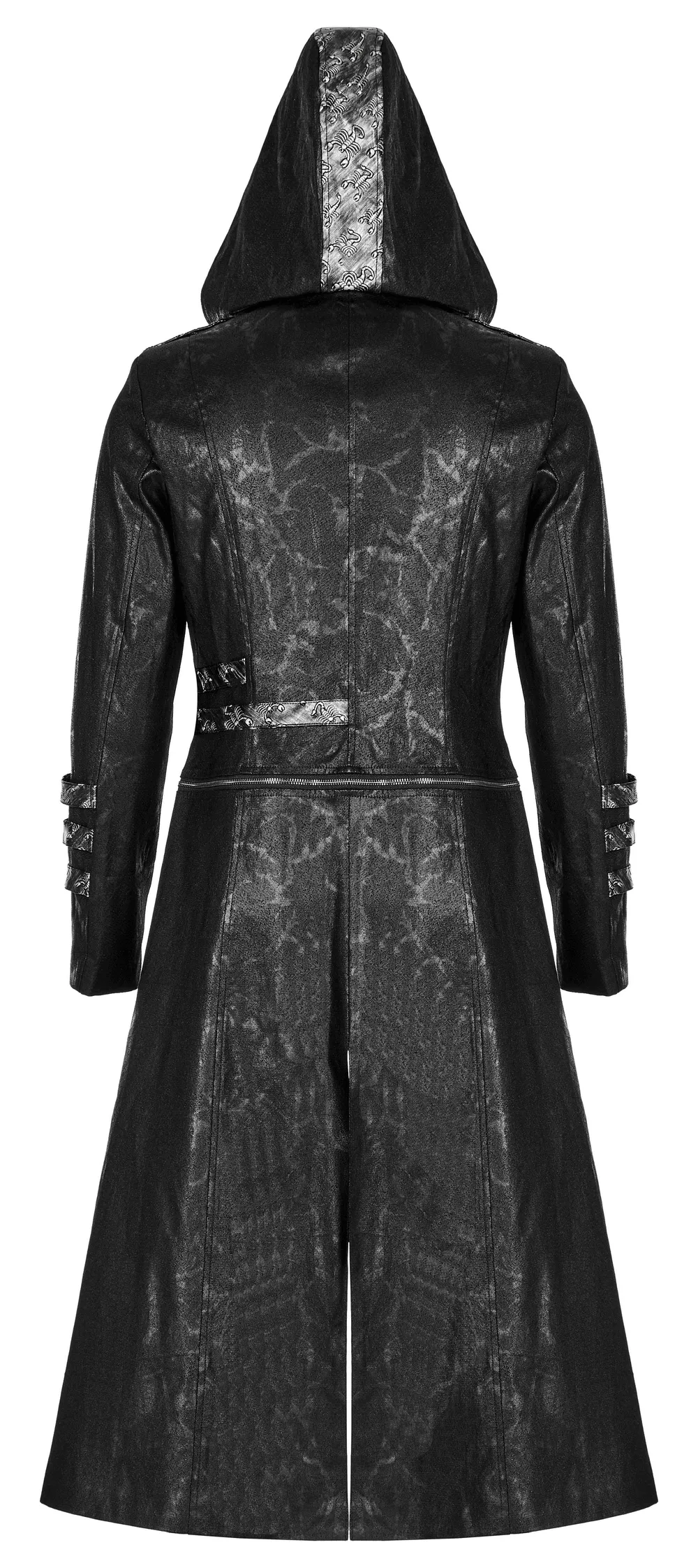 Gothic Style Hooded Longline Coat with Buckles