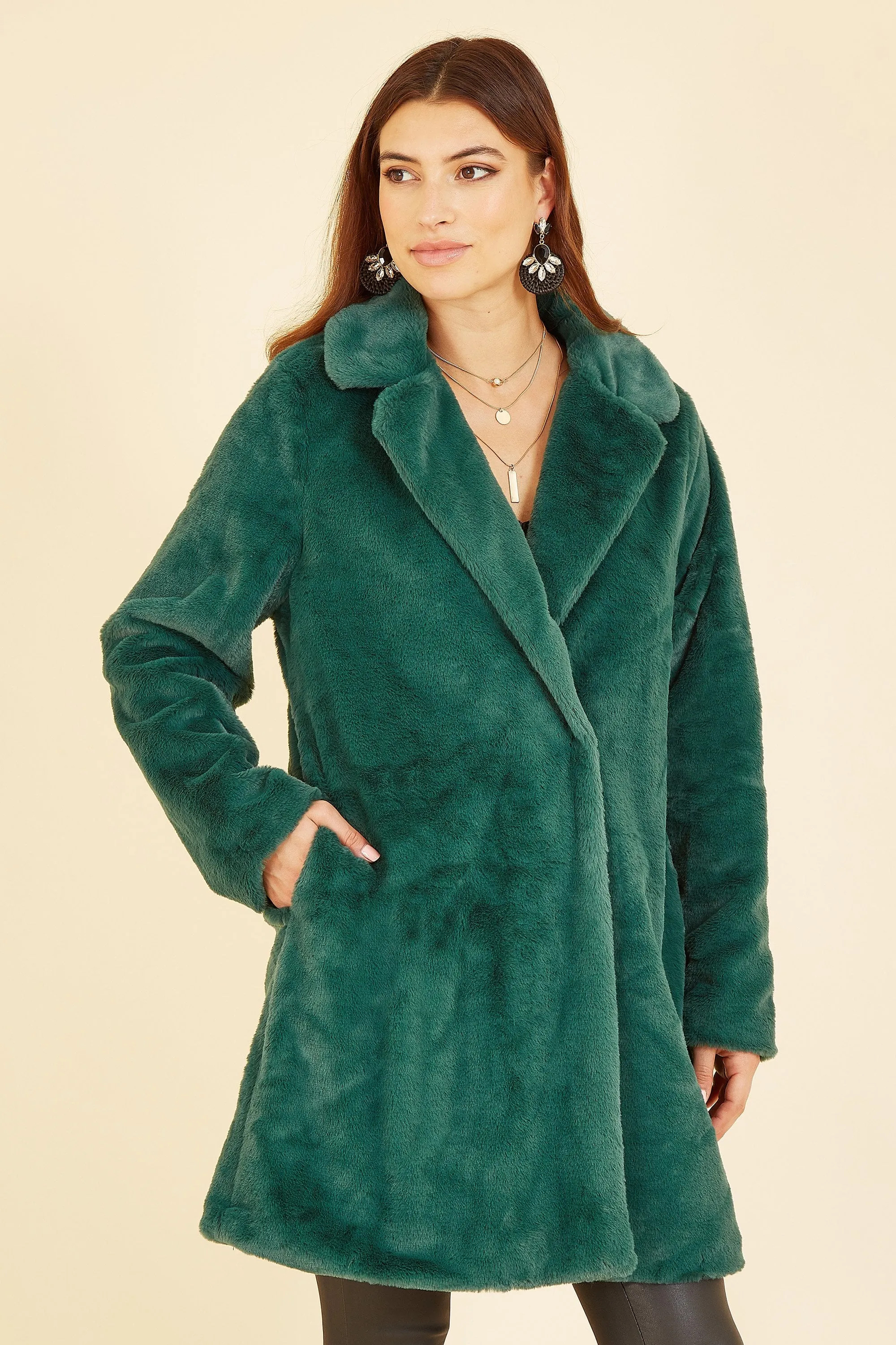 Green Fur Collar Jacket